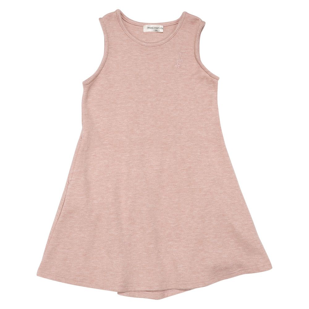 ベビー服 女の子 音符刺繍 Aライン バックリボン付きワンピース ピンク(02) 正面