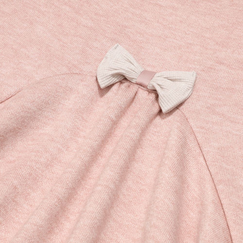 ベビー服 女の子 音符刺繍 Aライン バックリボン付きワンピース ピンク(02) デザインポイント1