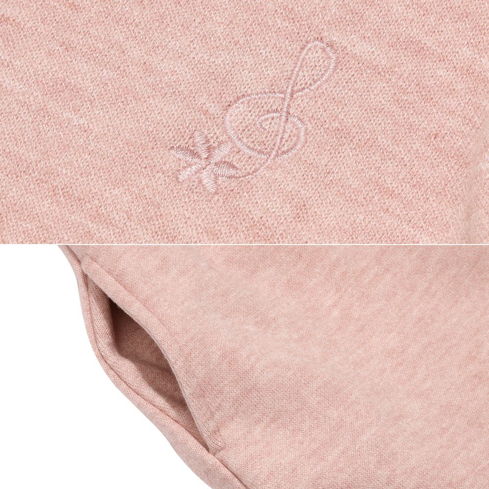 ベビー服 女の子 音符刺繍 Aライン バックリボン付きワンピース ピンク(02) デザインポイント2