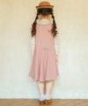 ベビー服 女の子 音符刺繍 Aライン バックリボン付きワンピース ピンク(02) モデル画像2