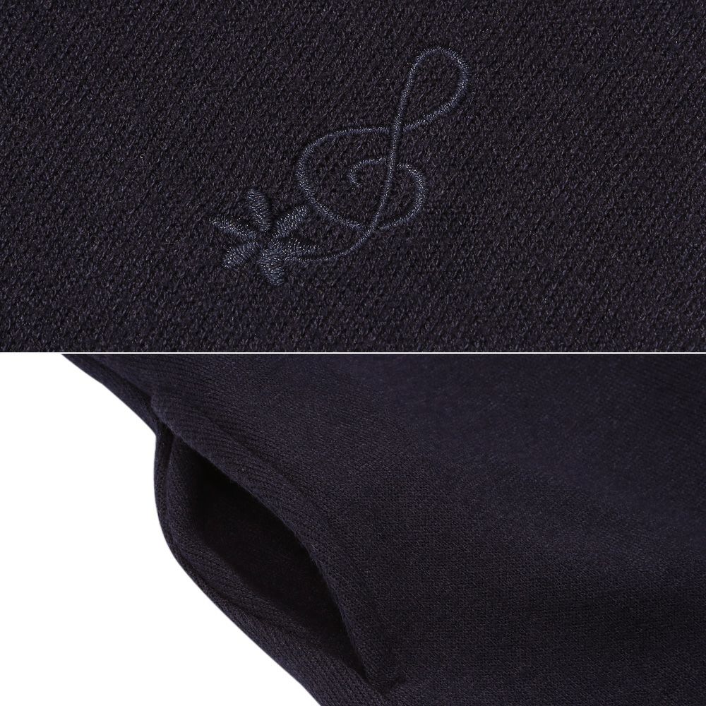 ベビー服 女の子 音符刺繍 Aライン バックリボン付きワンピース ネイビー(06) デザインポイント2