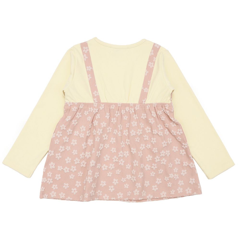 ベビー服 女の子 花柄キャミソール 重ね着風Tシャツ ピンク(02) 背面