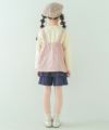 ベビー服 女の子 花柄キャミソール 重ね着風Tシャツ ピンク(02) モデル画像全身