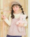 ベビー服 女の子 花柄キャミソール 重ね着風Tシャツ ピンク(02) モデル画像1