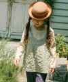 ベビー服 女の子 花柄キャミソール 重ね着風Tシャツ グリーン(08) モデル画像アップ