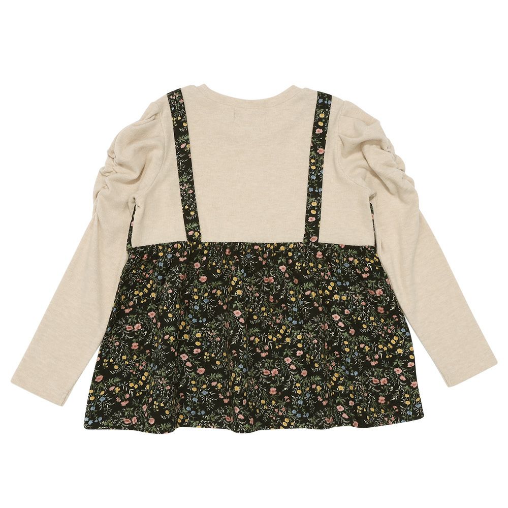 ベビー服 女の子 花柄リボンキャミソール 重ね着風デザインTシャツ ネイビー(06) 背面