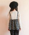 ベビー服 女の子 花柄リボンキャミソール 重ね着風デザインTシャツ ネイビー(06) モデル画像全身