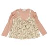 ベビー服 女の子 花柄リボンキャミソール 重ね着風デザインTシャツ アイボリー(12) 正面