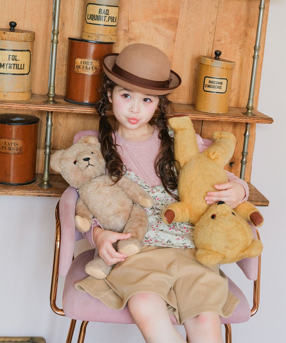 ベビー服 女の子 花柄リボンキャミソール 重ね着風デザインTシャツ アイボリー(12) モデル画像2