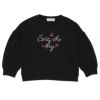 子供服 女の子 チェリー刺繍 ドロップ袖 裏毛トレーナー ブラック(00) 正面