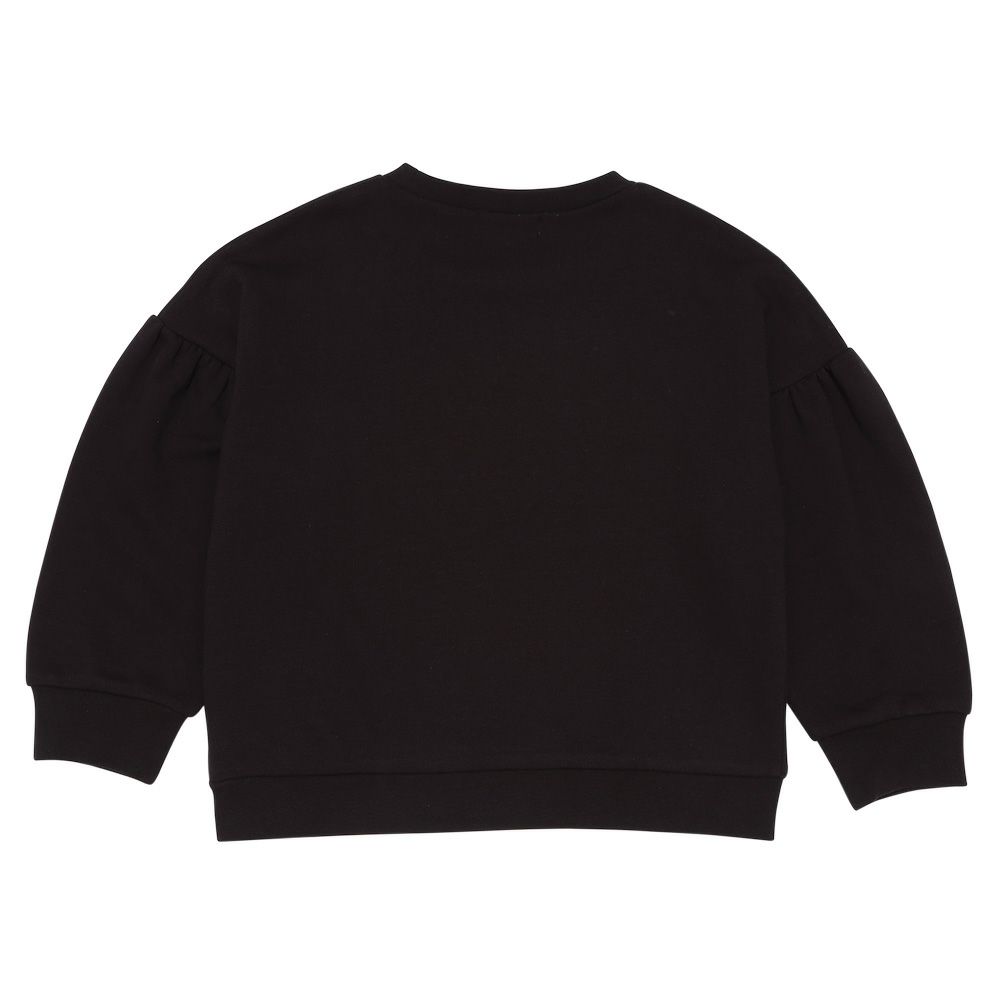 子供服 女の子 チェリー刺繍 ドロップ袖 裏毛トレーナー ブラック(00) 背面