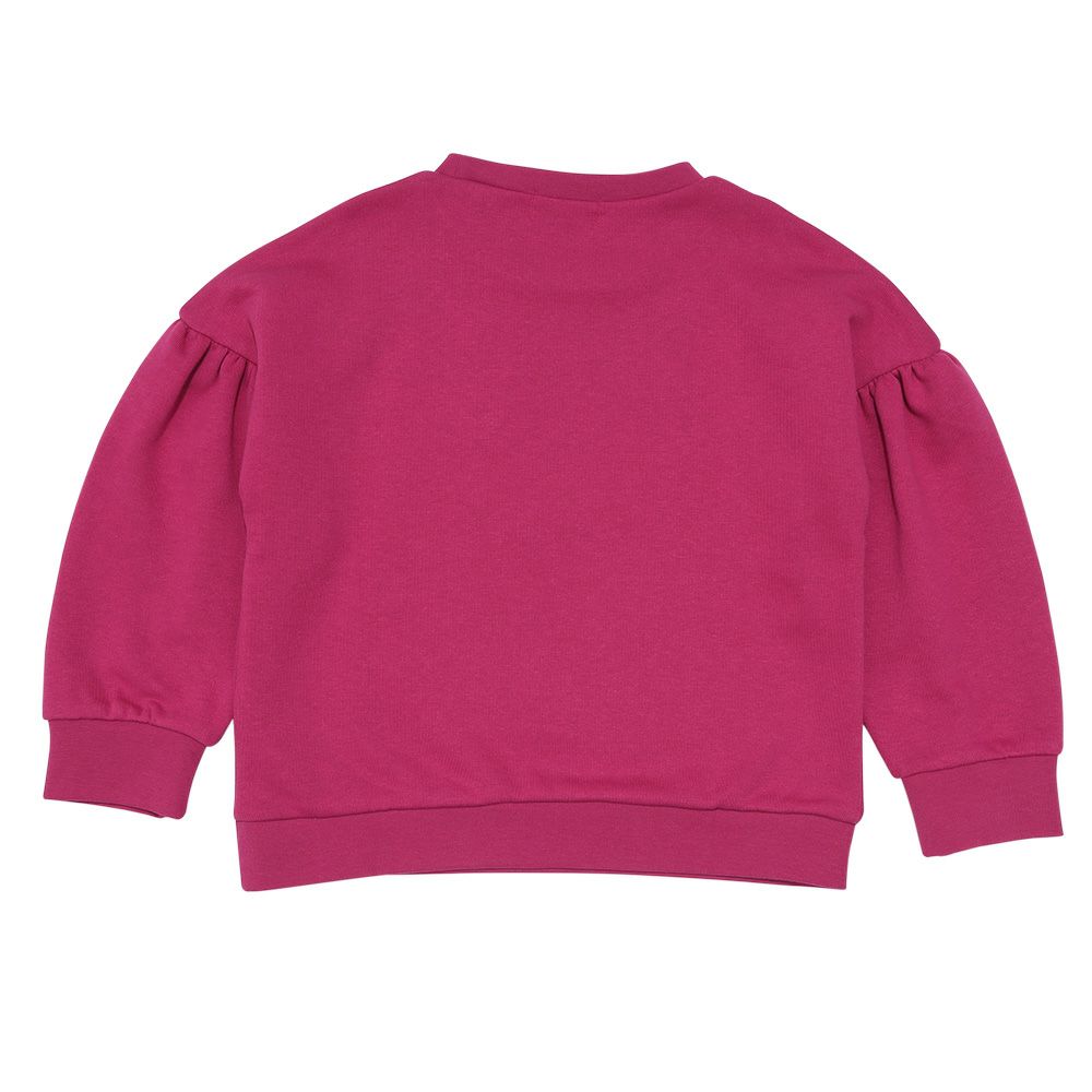 子供服 女の子 チェリー刺繍 ドロップ袖 裏毛トレーナー ピンク(02) 背面