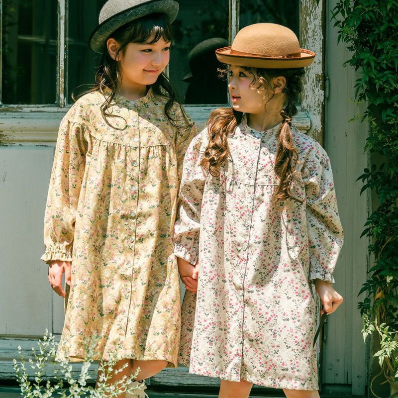ベビー服 女の子 花柄 ボタン開き ワンピース