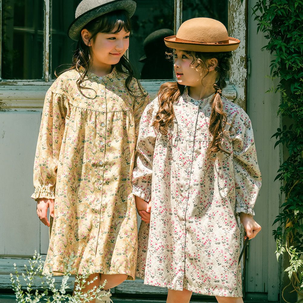 ベビー服 女の子 花柄 ボタン開き ワンピース
