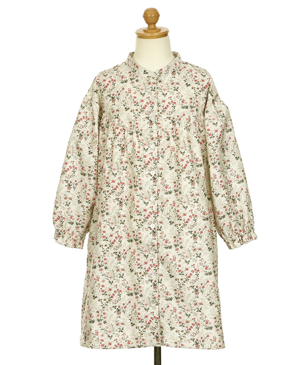 ベビー服 女の子 花柄 ボタン開き ワンピース アイボリー(12) トルソー背面