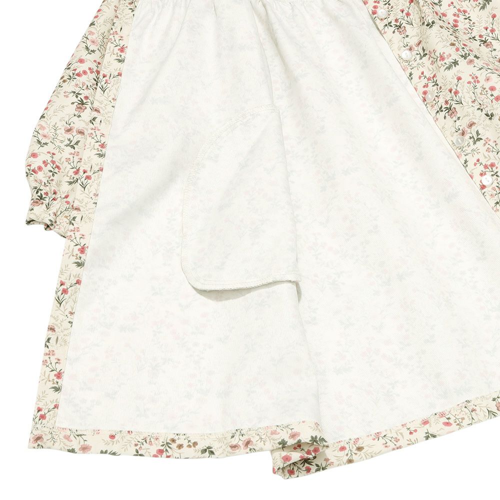 ベビー服 女の子 花柄 ボタン開き ワンピース アイボリー(12) デザインポイント2