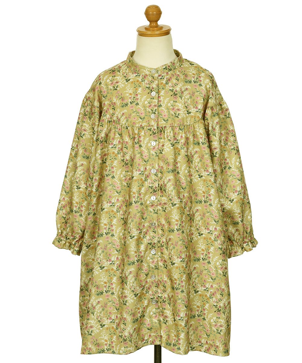 ベビー服 女の子 花柄 ボタン開き ワンピース カラシ(41) トルソー正面