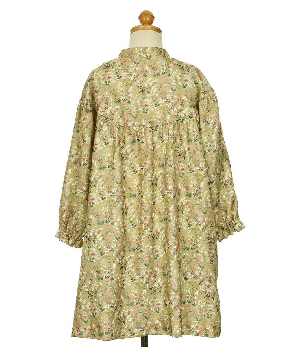 ベビー服 女の子 花柄 ボタン開き ワンピース カラシ(41) トルソー背面