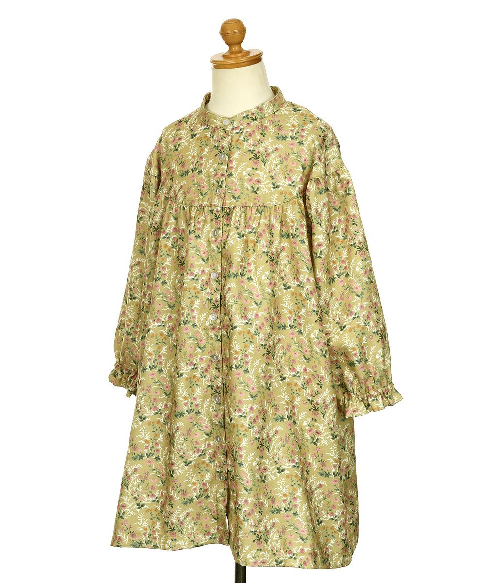 ベビー服 女の子 花柄 ボタン開き ワンピース カラシ(41) トルソー斜め