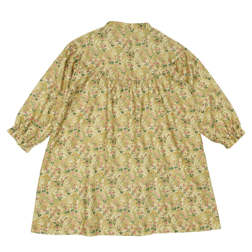 ベビー服 女の子 花柄 ボタン開き ワンピース カラシ(41) 背面