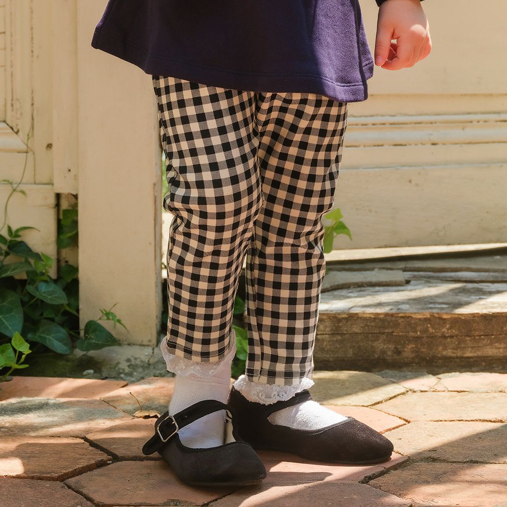ストレッチ素材 ギンガムチェック柄 7分丈パンツ｜ベビー・子供服