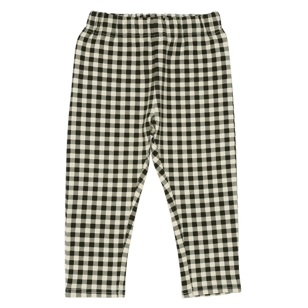 ベビー服 女の子 ストレッチ ギンガムチェック柄ロングパンツ ホワイト×ブラック(10) 正面
