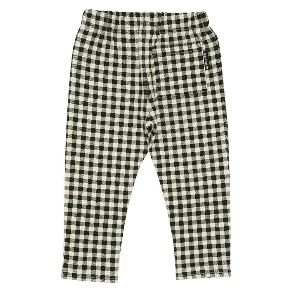 ベビー服 女の子 ストレッチ ギンガムチェック柄ロングパンツ ホワイト×ブラック(10) 背面