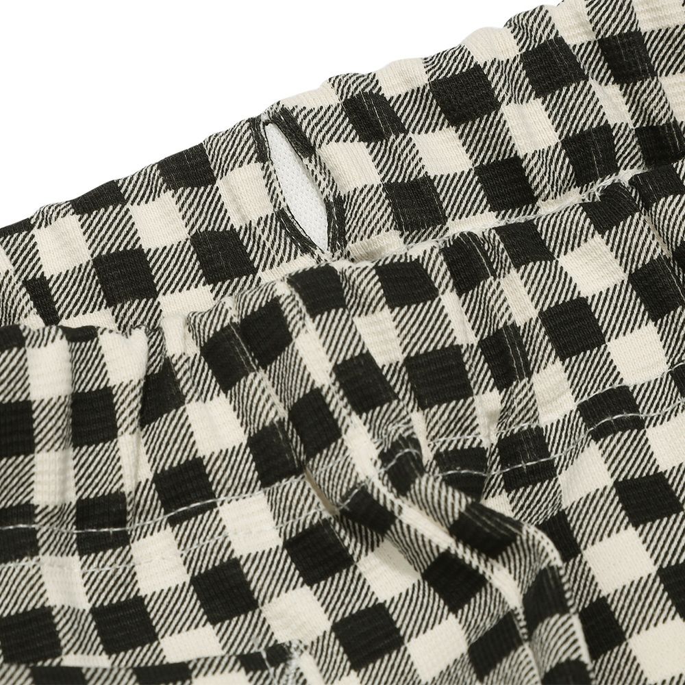 ベビー服 女の子 ストレッチ ギンガムチェック柄ロングパンツ ホワイト×ブラック(10) デザインポイント2