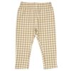 ベビー服 女の子 ストレッチ ギンガムチェック柄ロングパンツ ベージュ(51) 正面