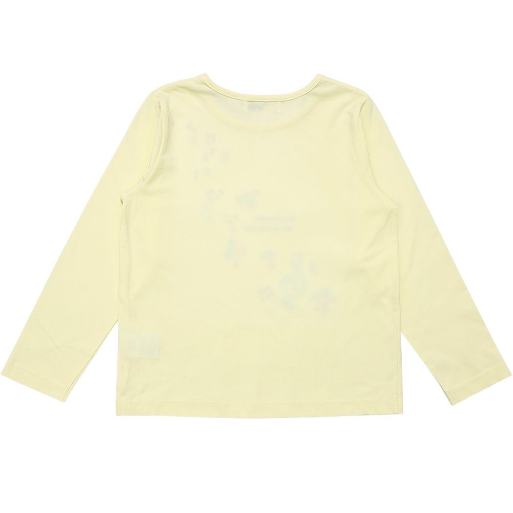 ベビー服 女の子 綿100％音符お花ロゴ刺繍Ｔシャツ イエロー(04) 背面