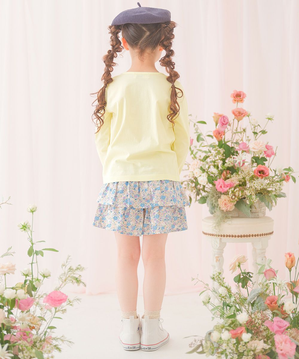 ベビー服 女の子 綿100％音符お花ロゴ刺繍Ｔシャツ イエロー(04) モデル画像2