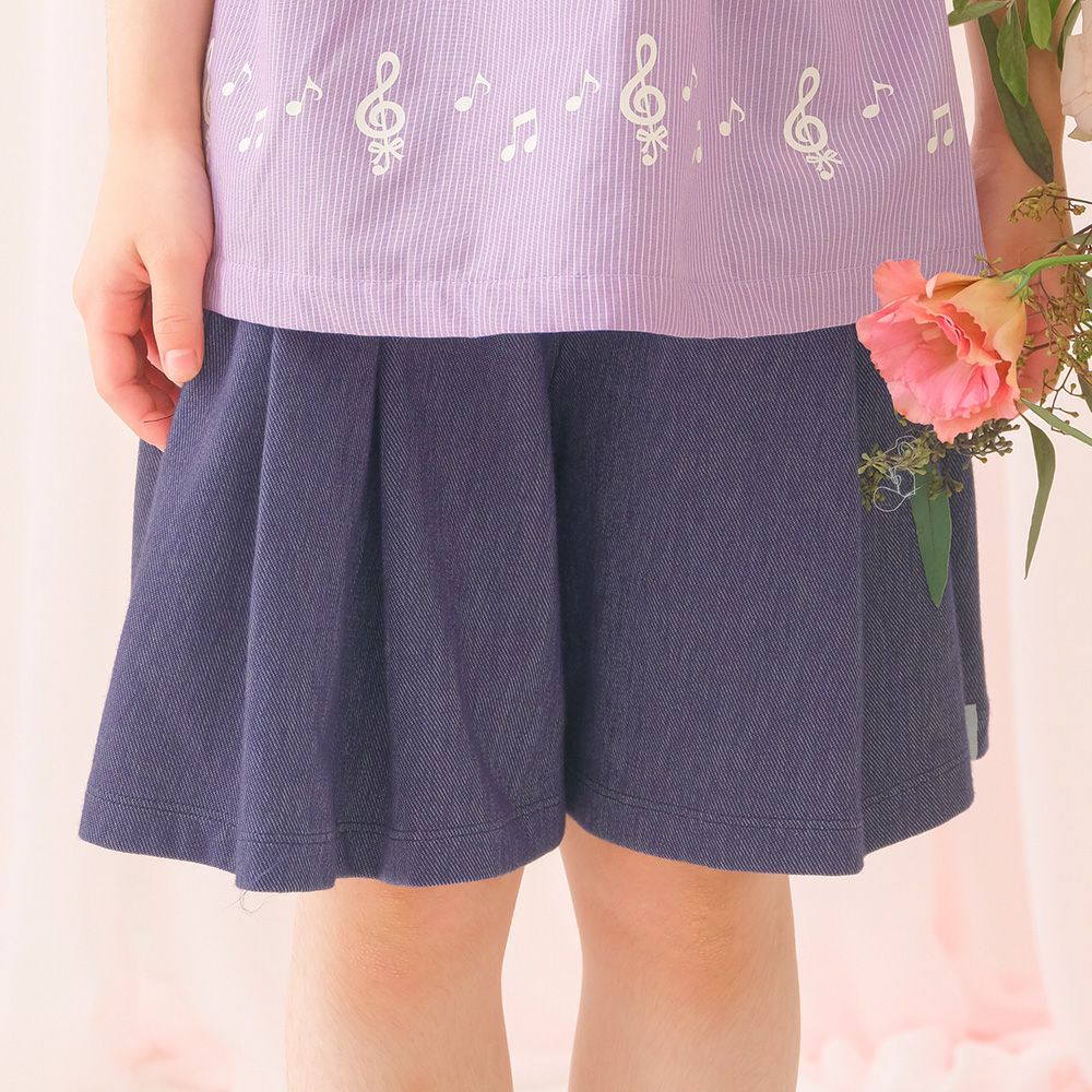 ベビー服 女の子 デニムツイルニット音符ワッペンキュロットパンツ