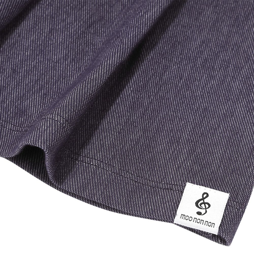 ベビー服 女の子 デニムツイルニット音符ワッペンキュロットパンツ ネイビー(06) デザインポイント1