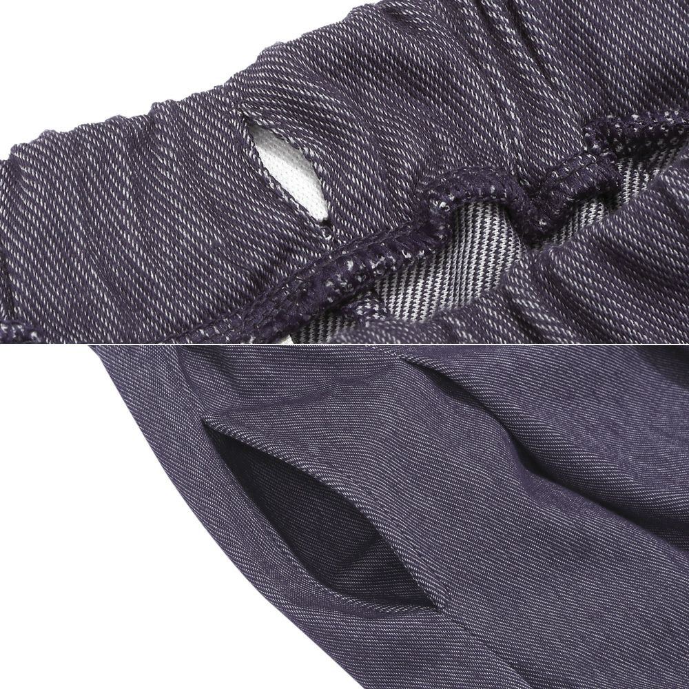 ベビー服 女の子 デニムツイルニット音符ワッペンキュロットパンツ ネイビー(06) デザインポイント2