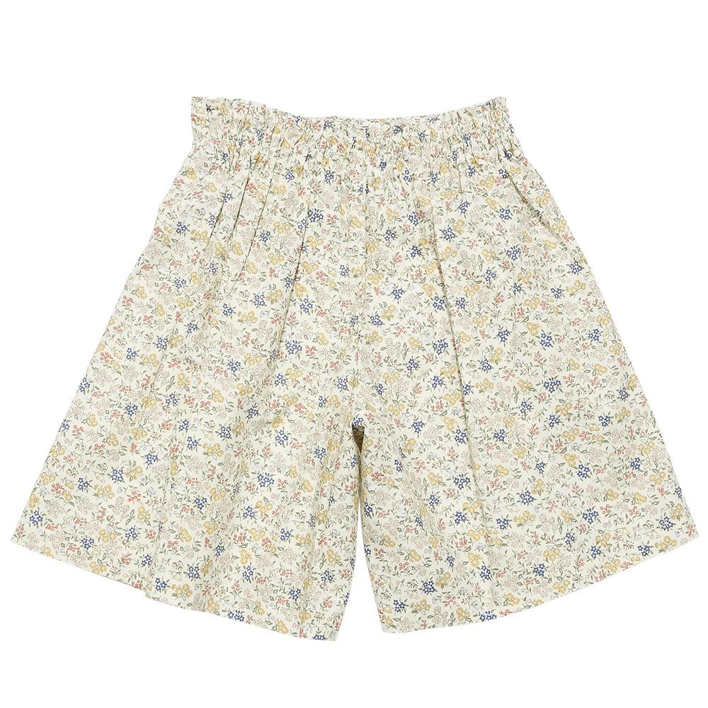 子供服 女の子 綿100％小花柄リボンつき キュロットパンツ イエロー(04) 背面
