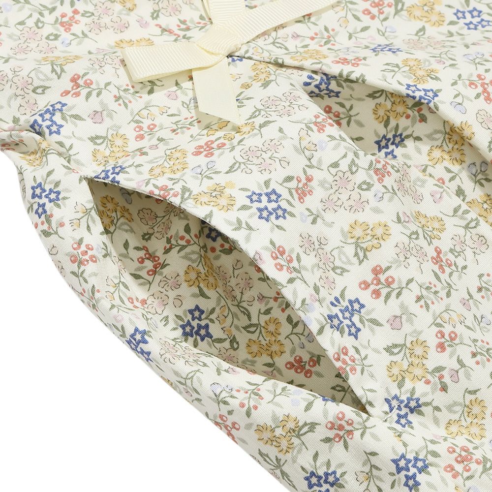 子供服 女の子 綿100％小花柄リボンつき キュロットパンツ イエロー(04) デザインポイント2