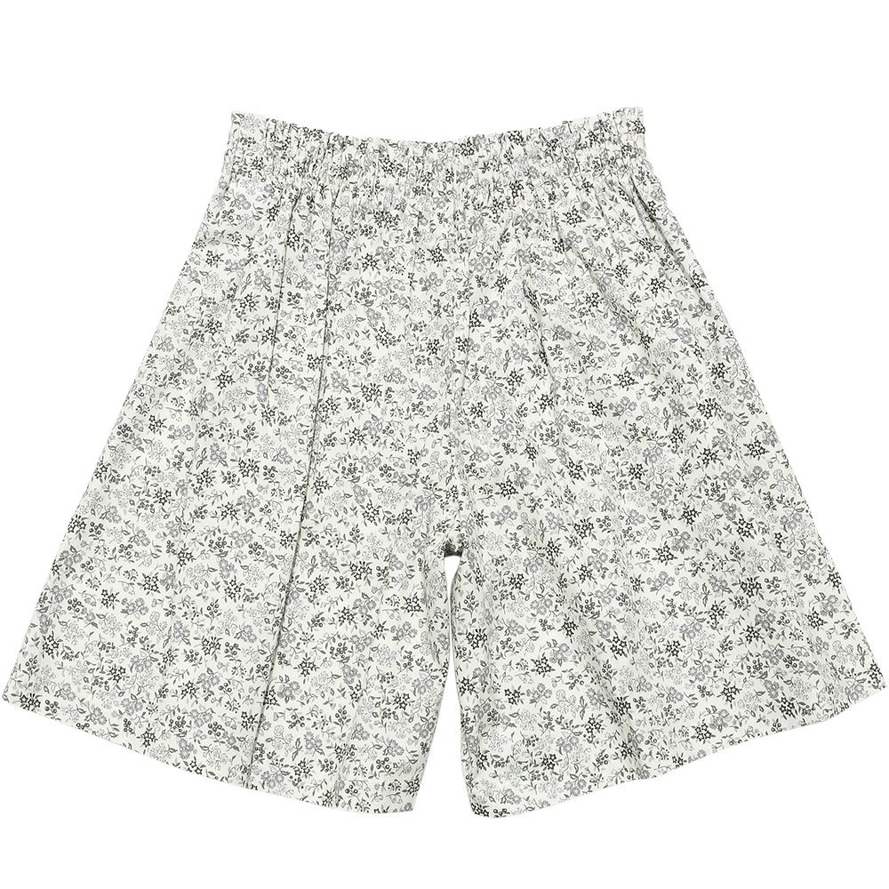 子供服 女の子 綿100％小花柄リボンつき キュロットパンツ グレー(09) 背面
