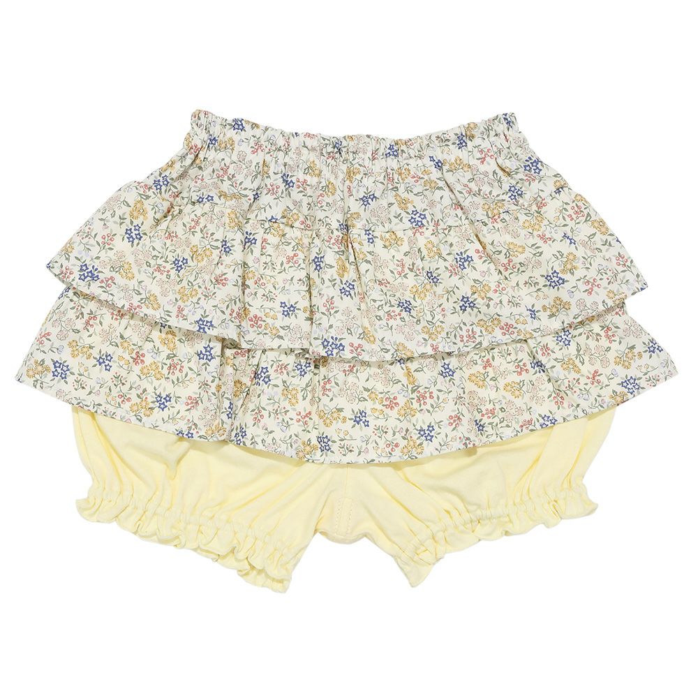子供服 女の子 綿100％小花柄フリルかぼちゃパンツ イエロー(04) 背面