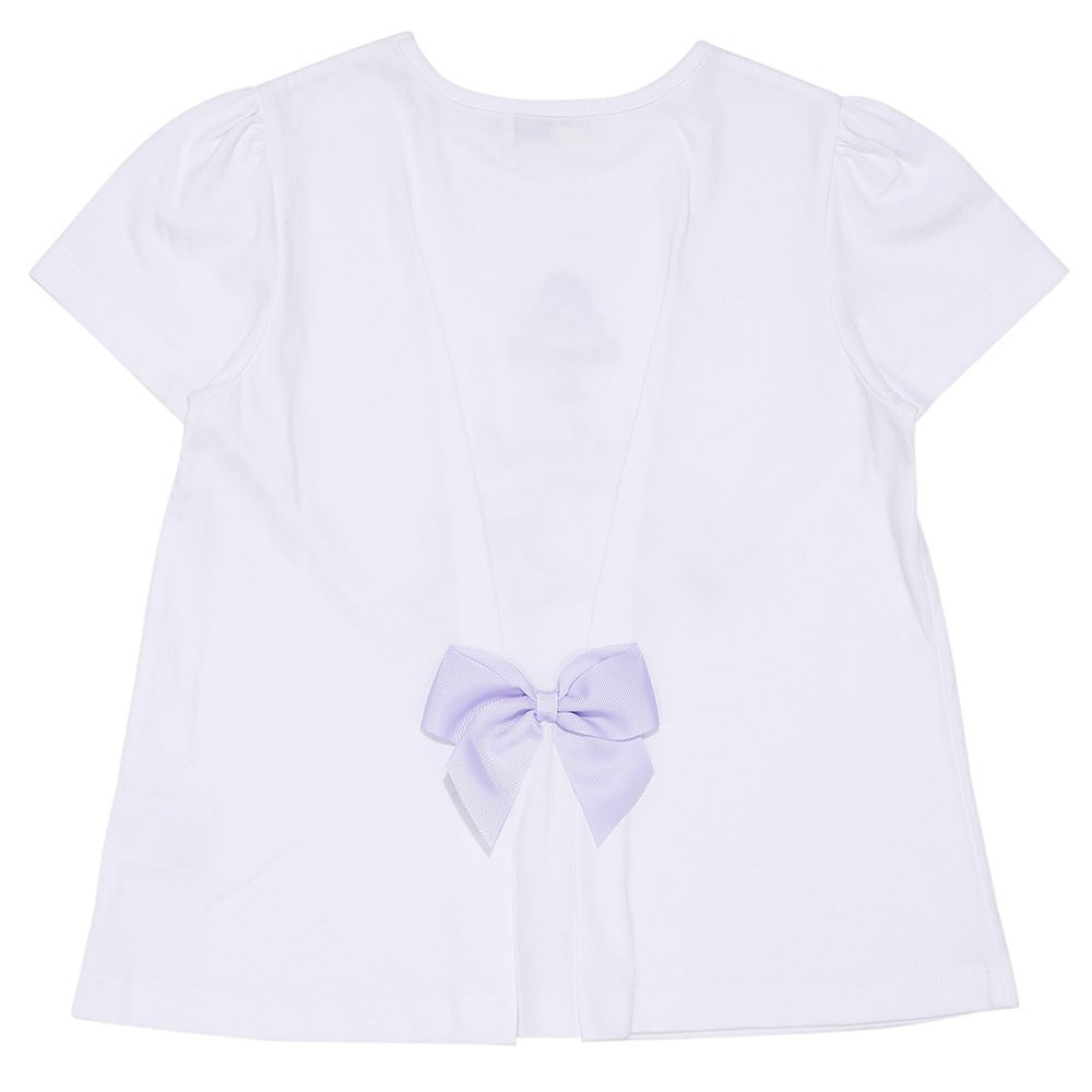 ベビー服 女の子 子ども服 こども服 キッズ ジュニア 綿100％ ティーカップ スイーツ 刺繍 バックリボン オフホワイト(11) 背面