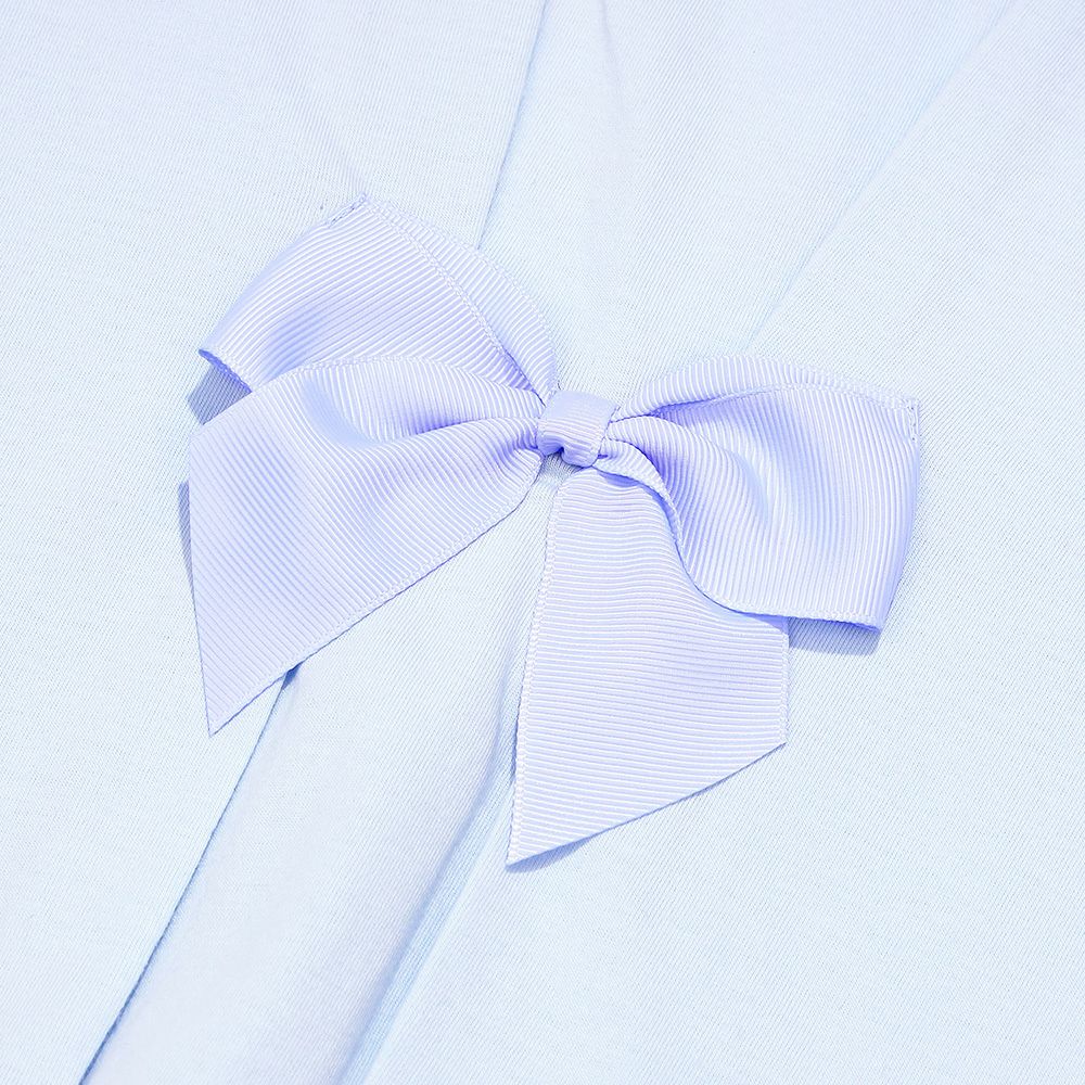 ベビー服 女の子 子ども服 こども服 キッズ ジュニア 綿100％ ティーカップ スイーツ 刺繍 バックリボン ブルー(61) デザインポイント2