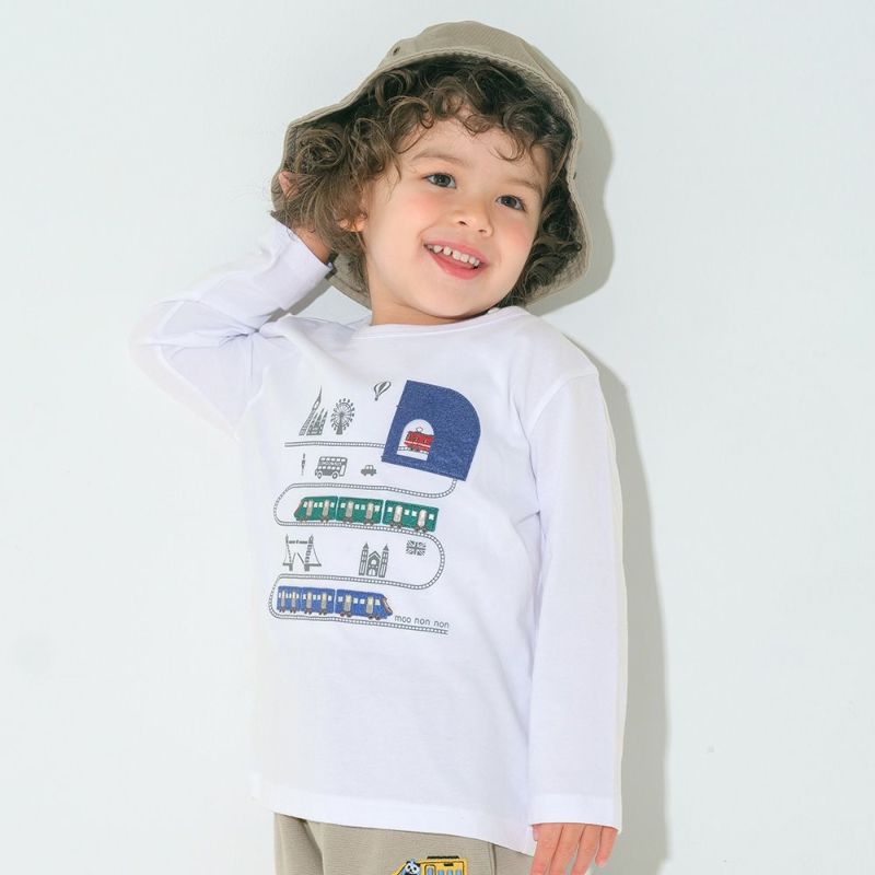 ベビー服 男の子 子ども服 こども キッズ 綿100％ 電車 ワッペン ロンドン街並み プリント