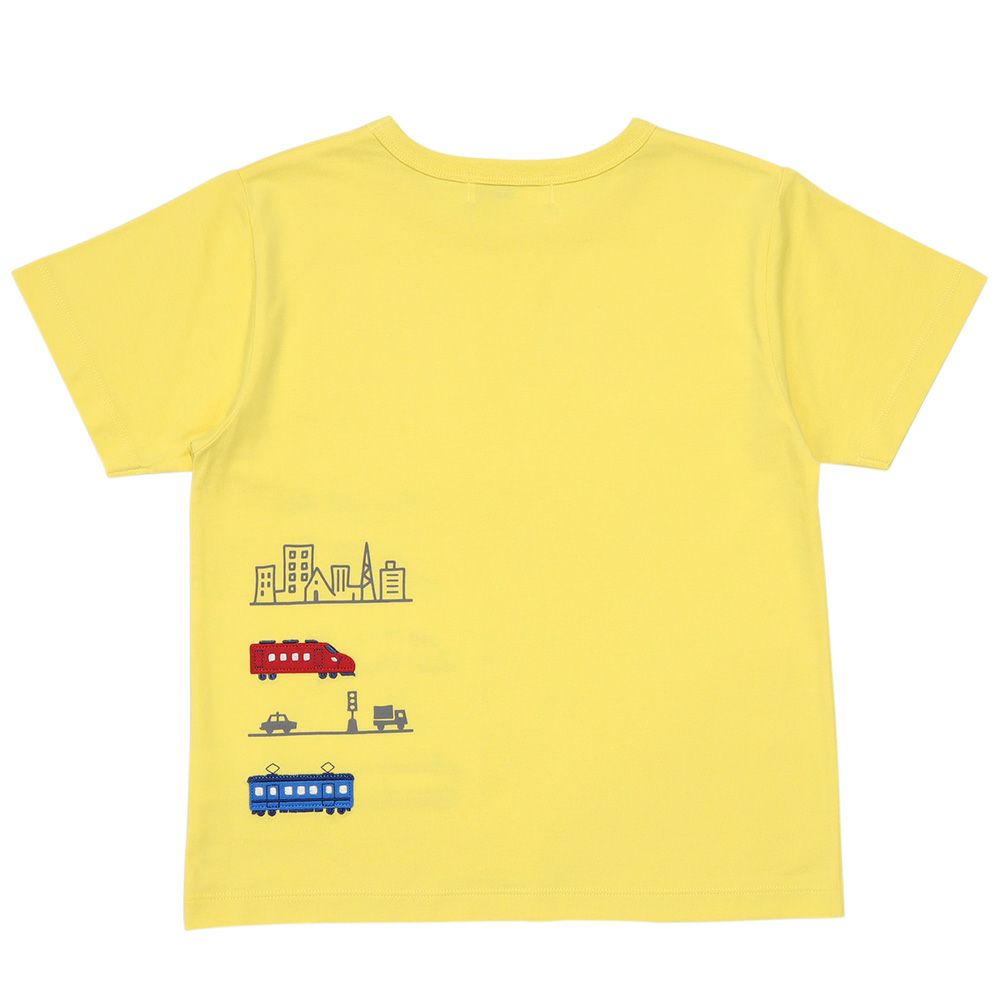 ベビー服 男の子 子ども服 こども キッズ 綿100％ 電車 ワッペン 乗り物 プリント イエロー(04) 背面