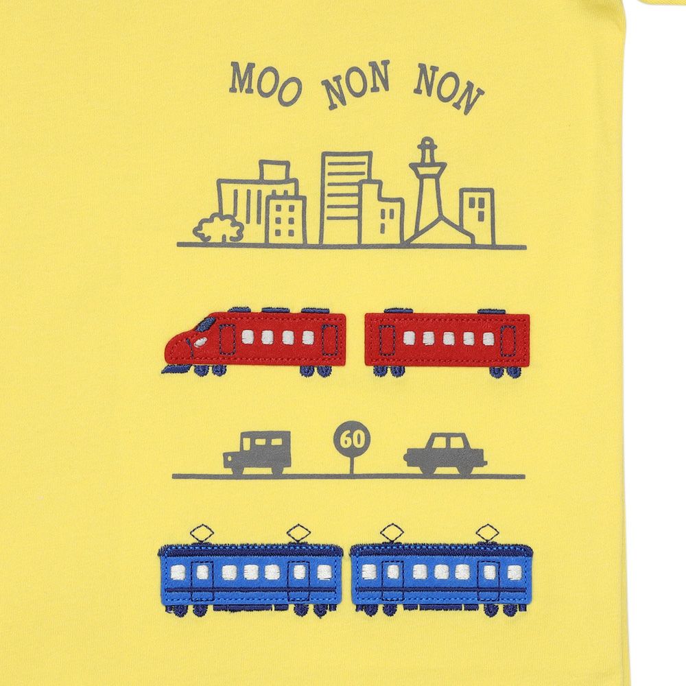 ベビー服 男の子 子ども服 こども キッズ 綿100％ 電車 ワッペン 乗り物 プリント イエロー(04) デザインポイント1