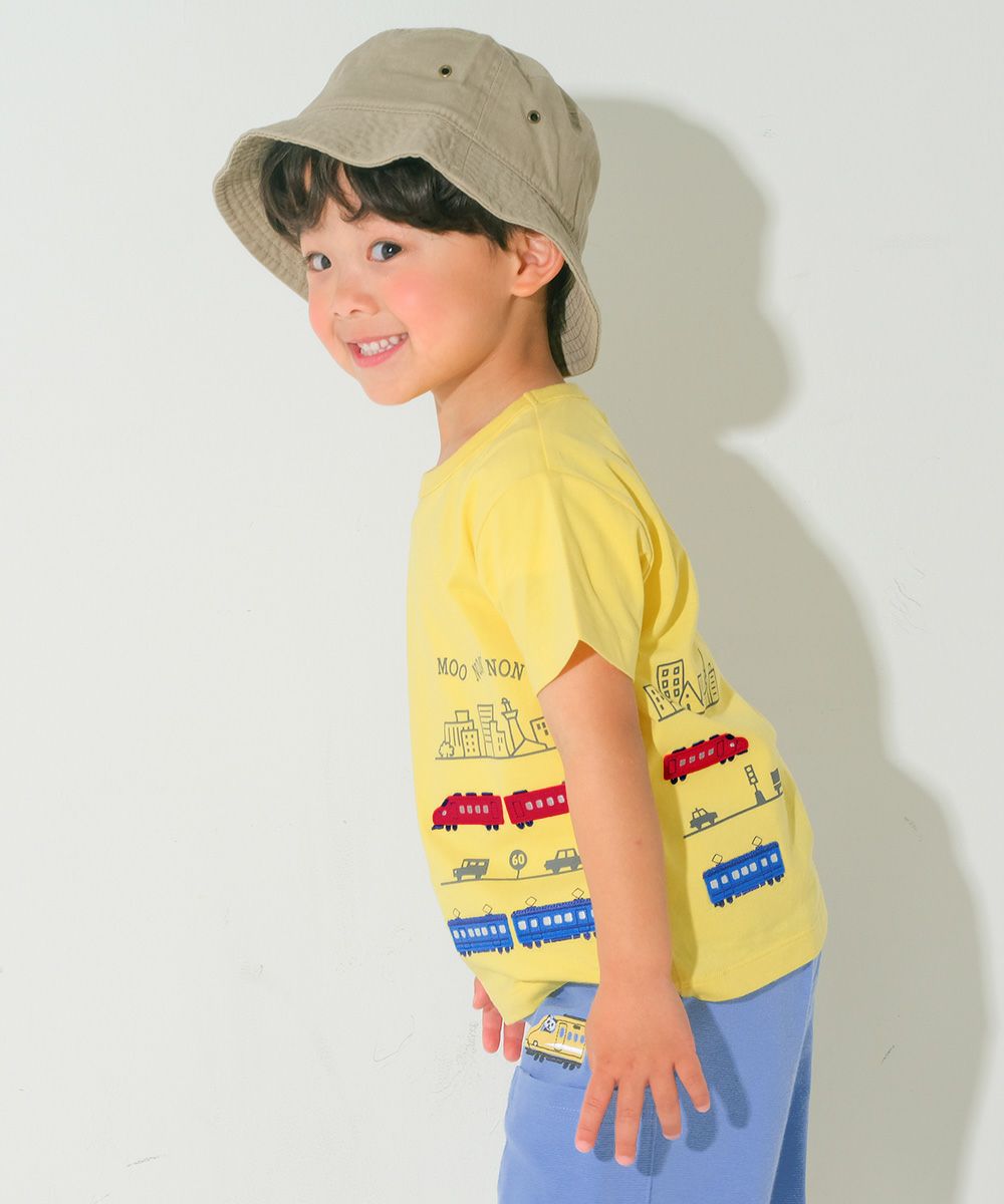 ベビー服 男の子 子ども服 こども キッズ 綿100％ 電車 ワッペン 乗り物 プリント イエロー(04) モデル画像3