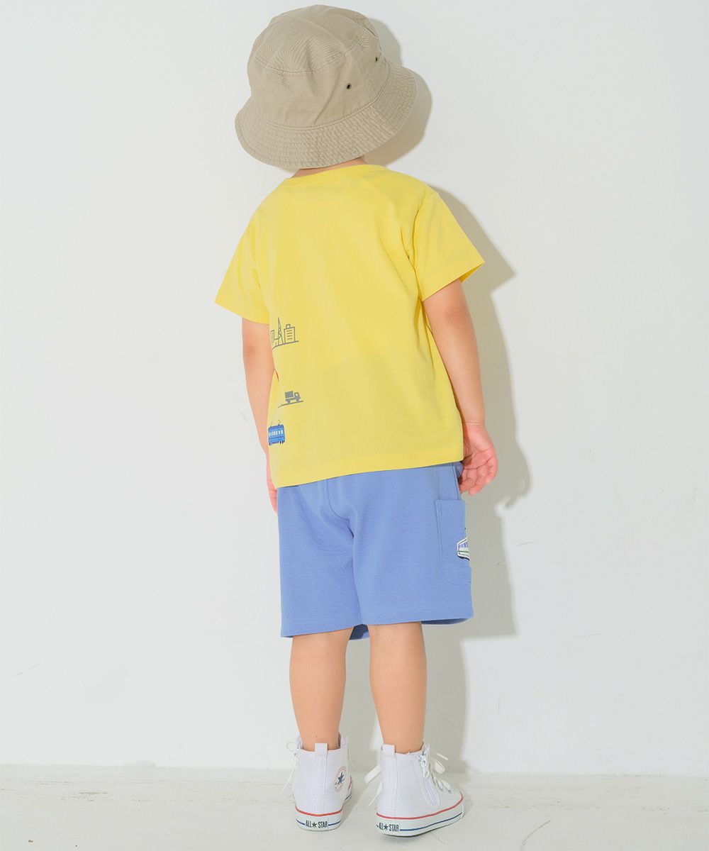 ベビー服 男の子 子ども服 こども キッズ 綿100％ 電車 ワッペン 乗り物 プリント イエロー(04) モデル画像4