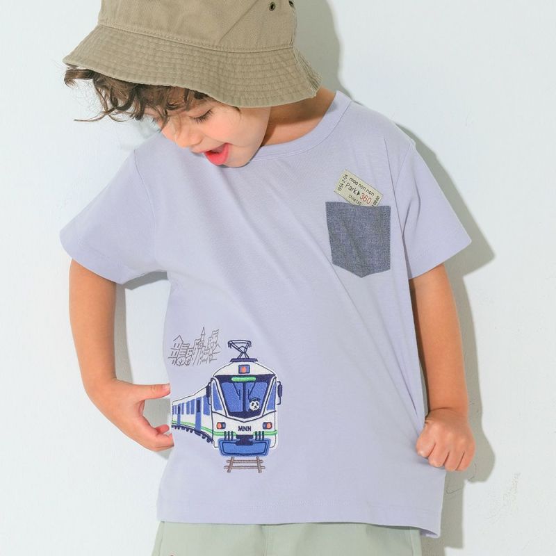 ベビー服 男の子 子ども服 こども キッズ 綿100％ 電車 ワッペン 乗り物 刺繍 ポケットつき