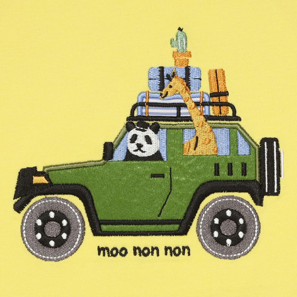 ベビー服 男の子 子ども服 こども キッズ綿100％ 動物 アニマル 車 くるま刺繍 サファリパーク イエロー(04) デザインポイント1