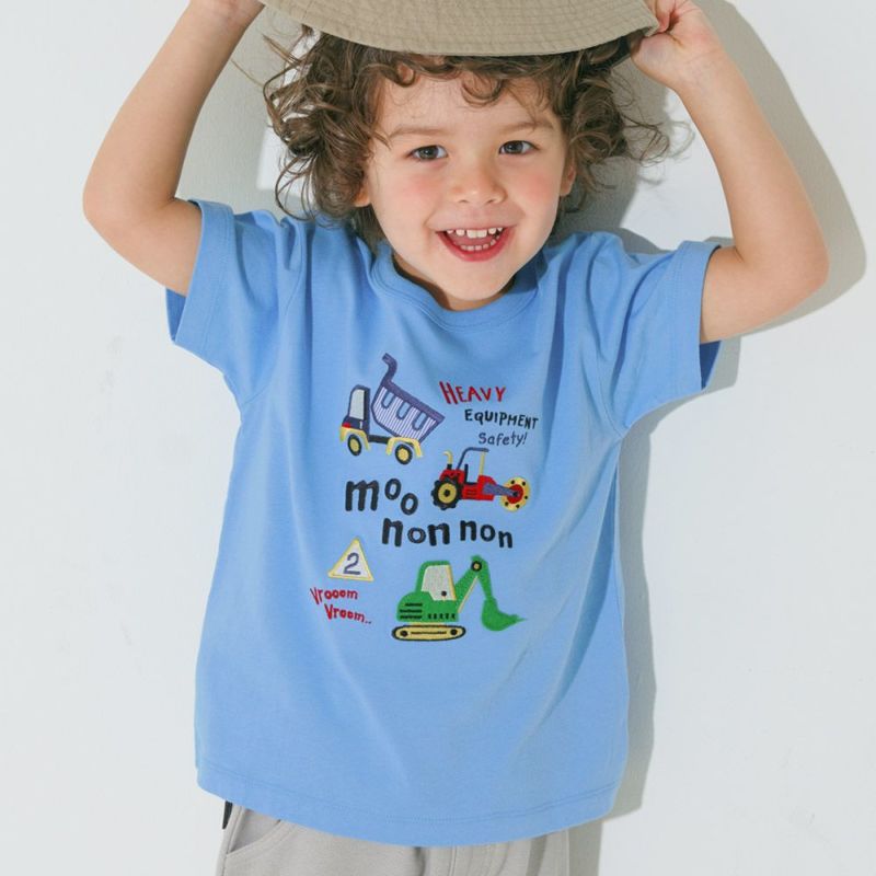 ベビー服 男の子 綿100％ はたらく車 ワッペン ロゴ 刺繍 Tシャツ