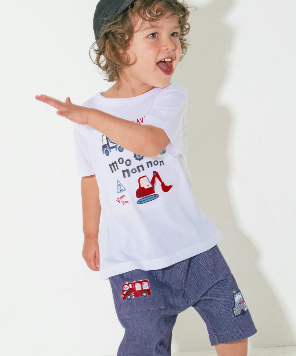 ベビー服 男の子 綿100％ はたらく車 ワッペン ロゴ 刺繍 Tシャツ オフホワイト(11) モデル画像3