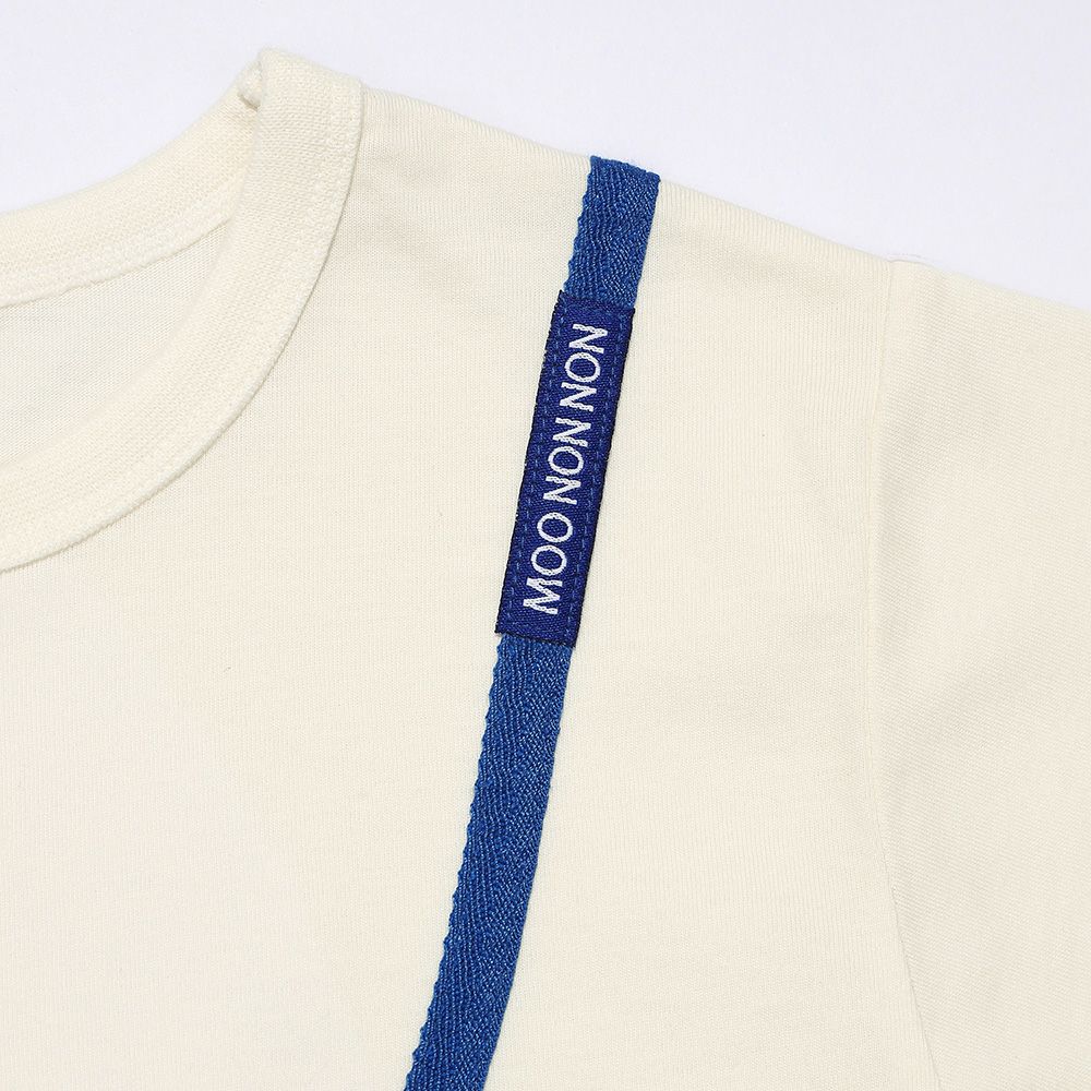 ベビー服 男の子 綿100％ チェック柄カメラモチーフ 車刺繍Tシャツ アイボリー(12) デザインポイント2